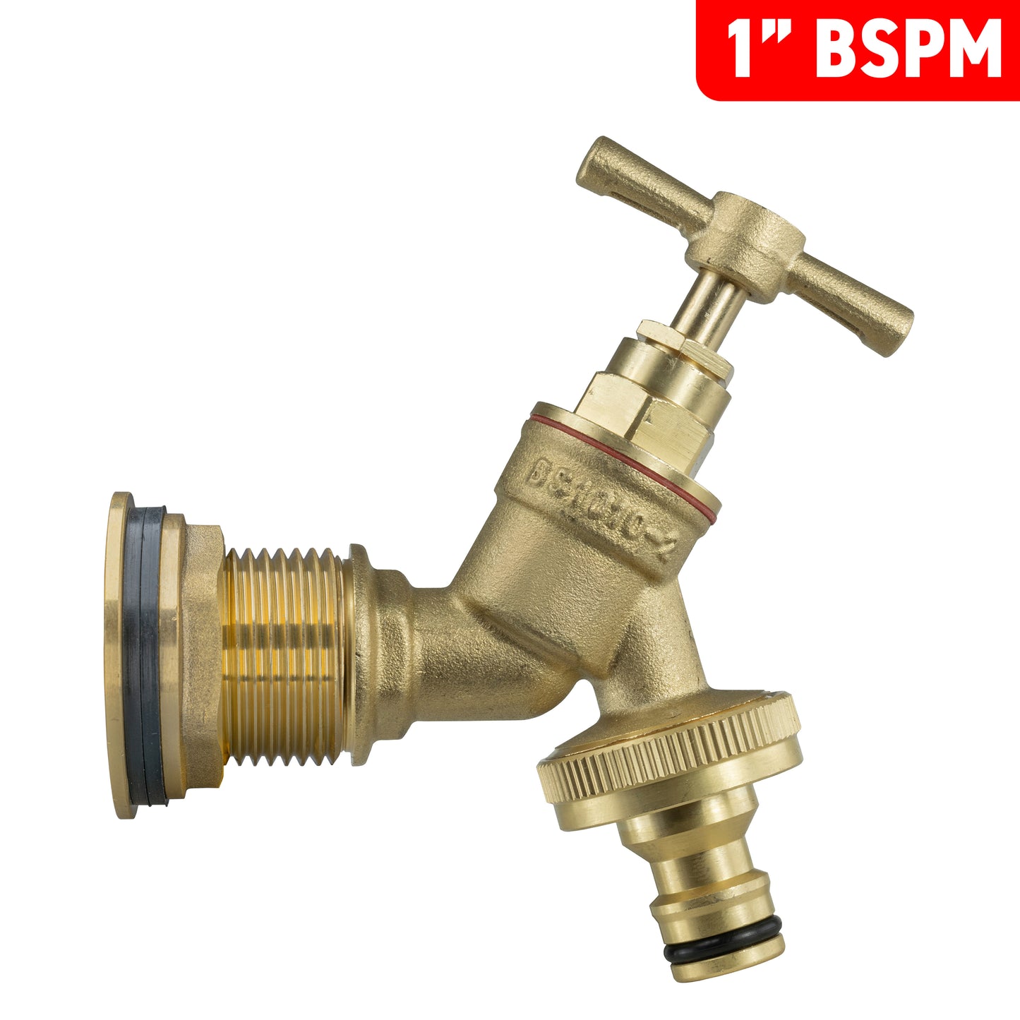 Water Butt Brass Kit 1" with Brass Quick Connect Tap and Drill Bit