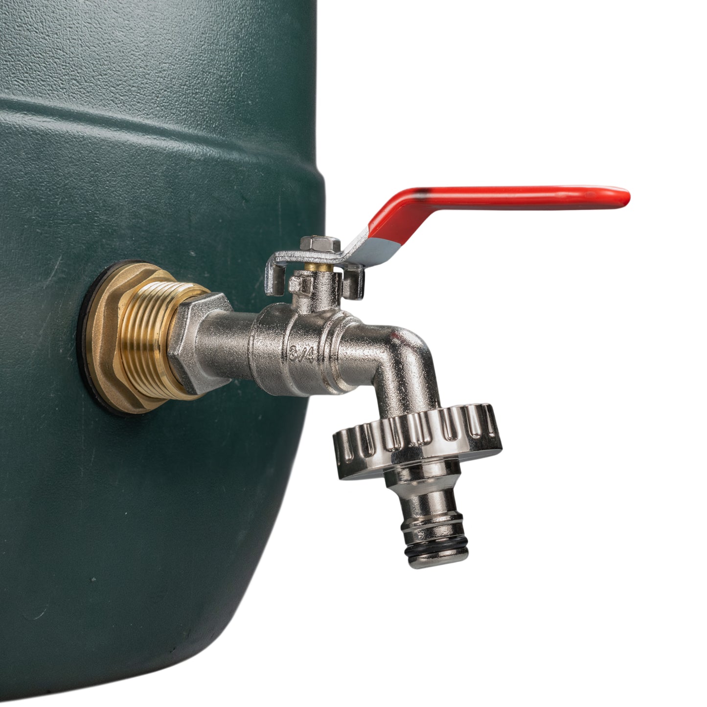 Water Butt Brass Kit 1" with Quick Connect Lever Tap and Drill Bit