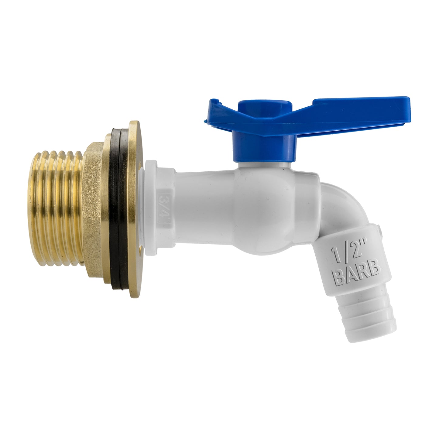 Water Butt Brass Kit 1" with White PVC Tap