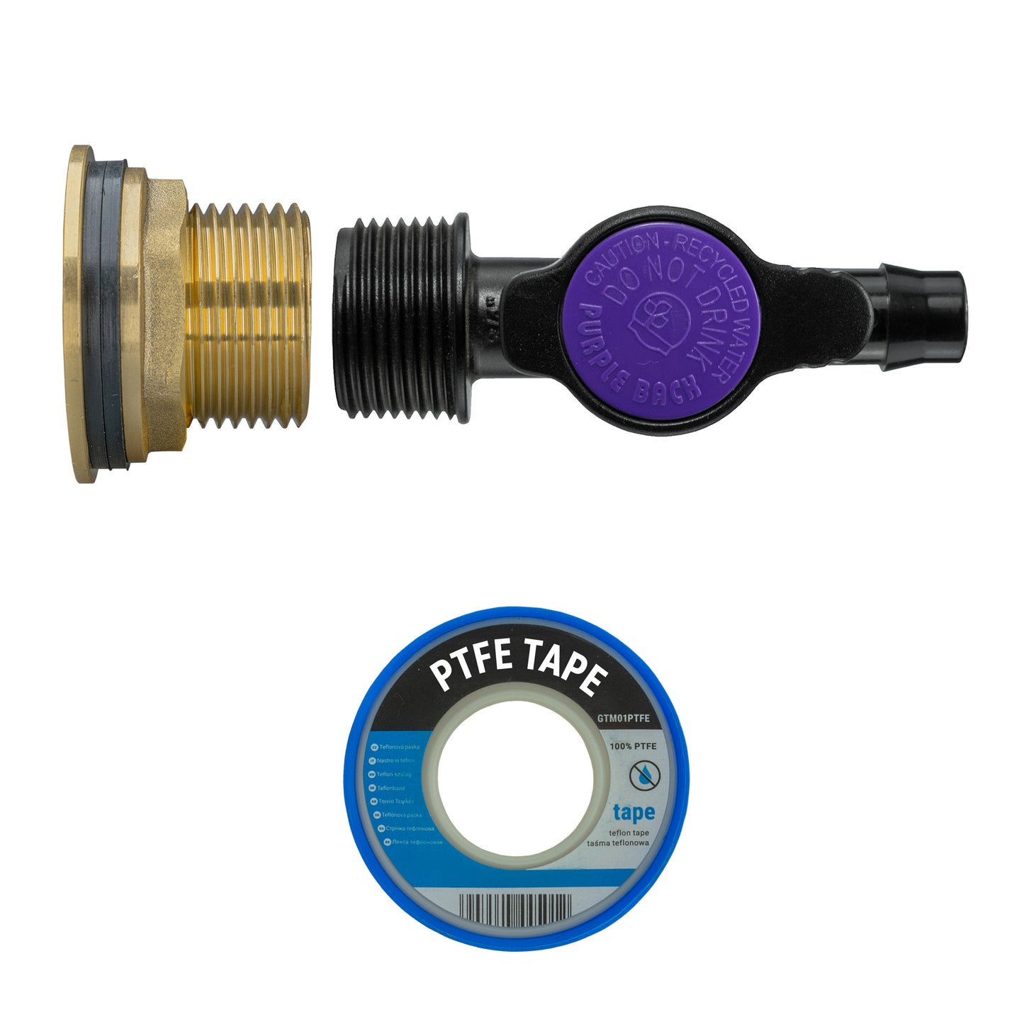 Water Butt Brass Kit 1" with 13mm Barb Irrigation Valve and Drill Bit