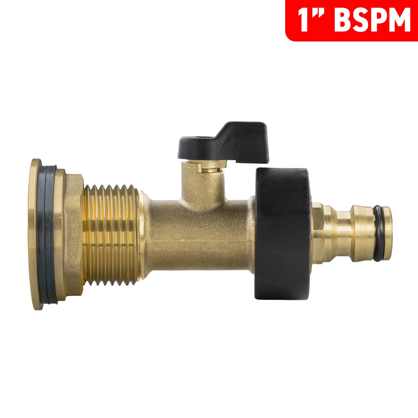 Water Butt Brass Kit 1" with Brass Valve + Quick Connect and Drill Bit