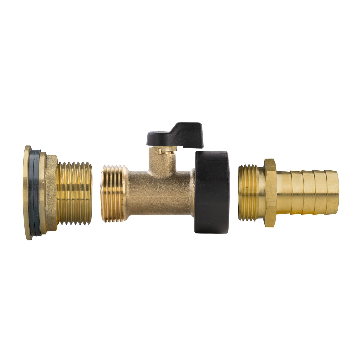 Water Butt Brass Kit 1" with Brass Valve + 19mm Barb and Drill Bit