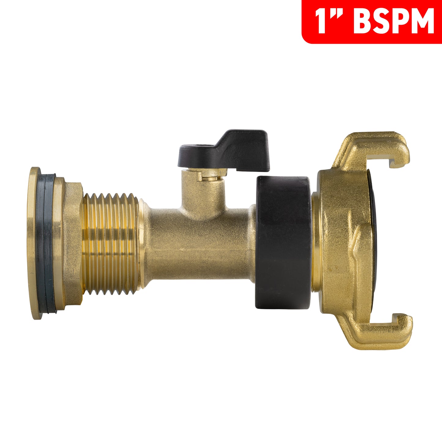 Water Butt Brass Kit 1" with Brass Valve + Geka and Drill Bit