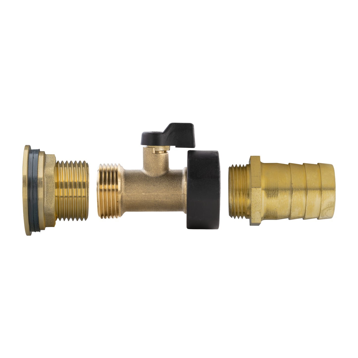 Water Butt Brass Kit 1" with Brass Valve + 25mm Barb