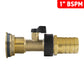 Water Butt Brass Kit 1" with Brass Valve + 25mm Barb