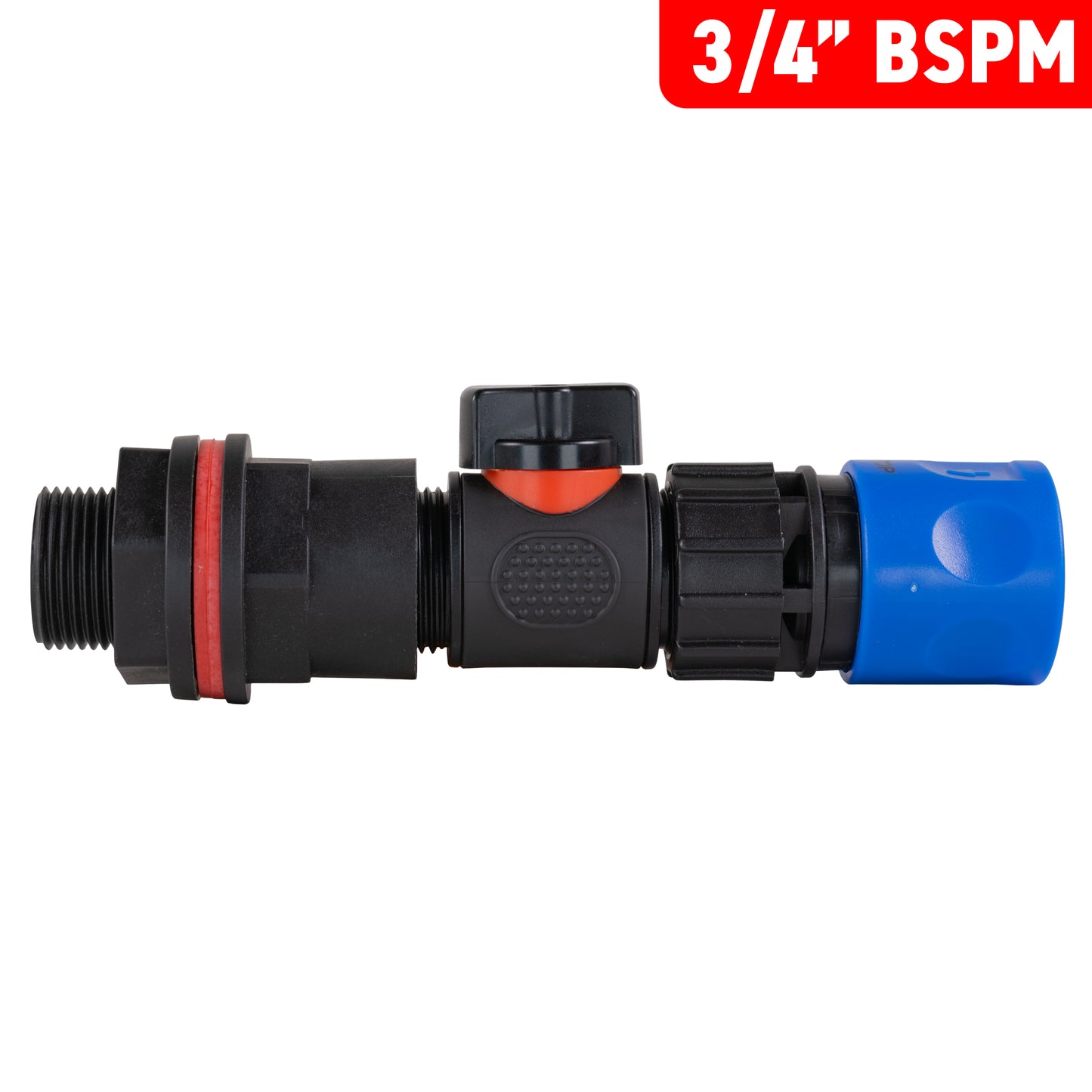 Water Butt Kit 3/4" with In-Line Valve + Female Quick Connector Blue and Drill Bit