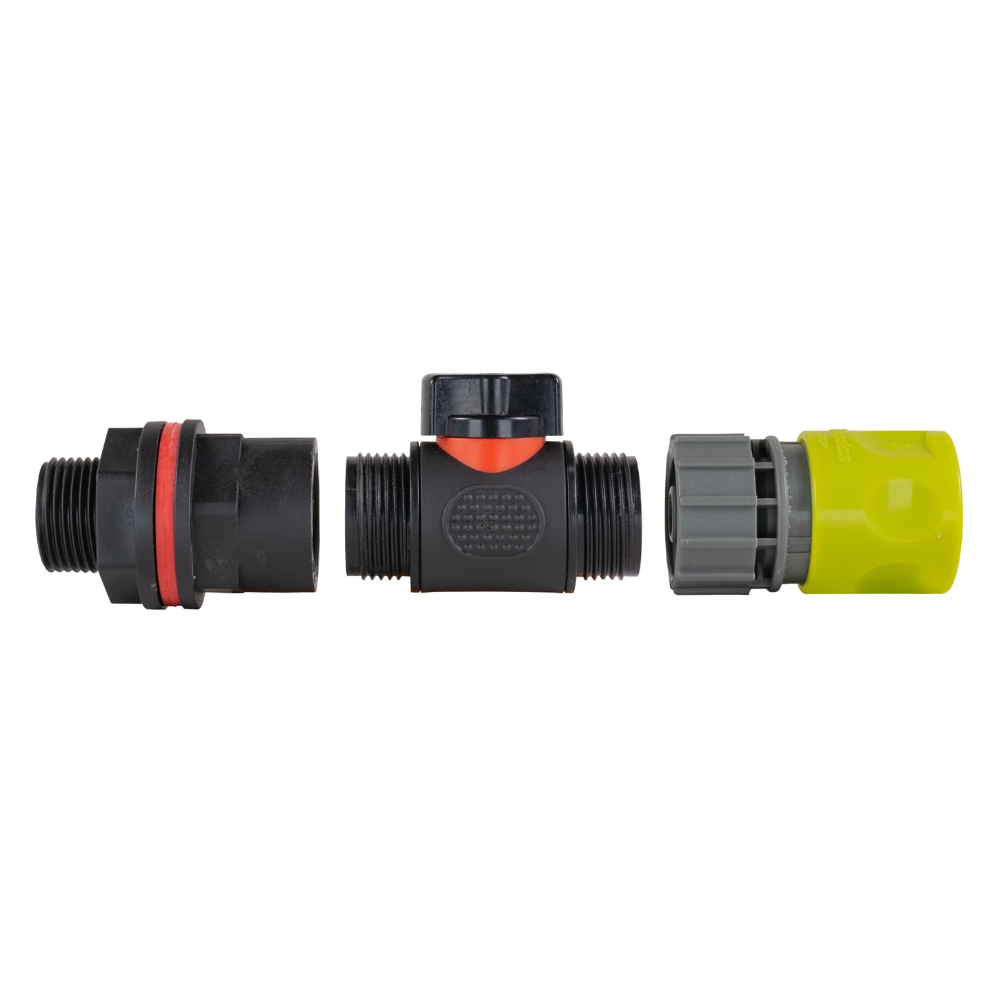 Water Butt Kit 3/4" with In-Line Valve + Female Quick Connector Lime