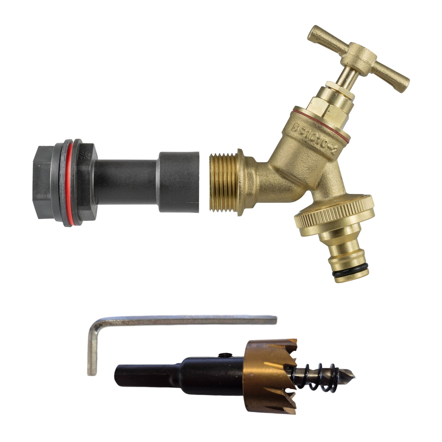 Water Butt Extension Kit 1/2" with Brass Quick Connect Tap and Drill Bit