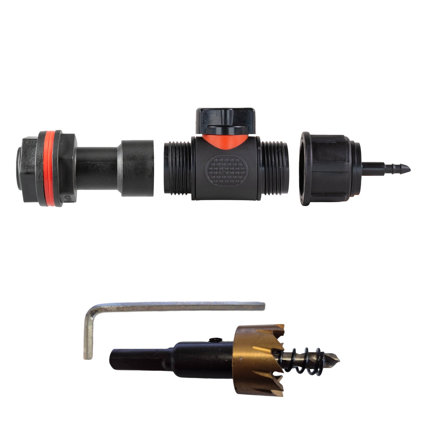 Water Butt Extension Kit 3/4" with In-Line Valve + 4mm Micro Barb and Drill Bit