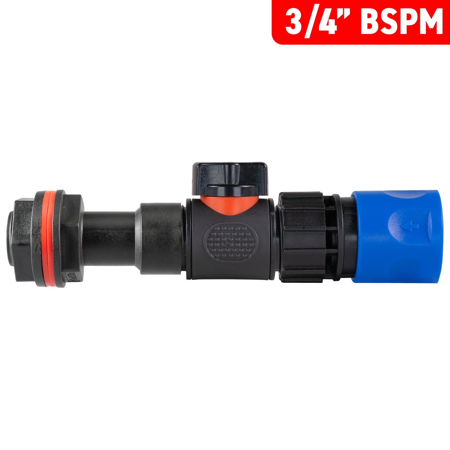 Water Butt Extension Kit 3/4" with In-Line Valve + Female Quick Connector Blue