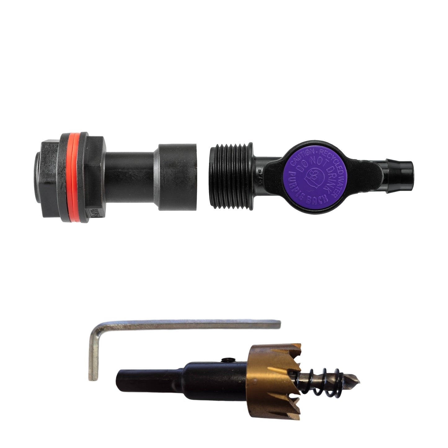 Water Butt Extension Kit 3/4" with 13mm Barb Irrigation Valve and Drill Bit