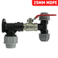 Wall Flange Kit 25mm MDPE + Lever Valve + 20mm MDPE Tee