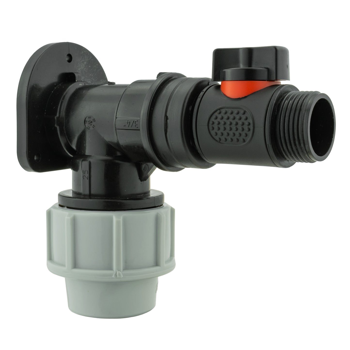 Wall Flange Kit 25mm MDPE + In-Line Valve