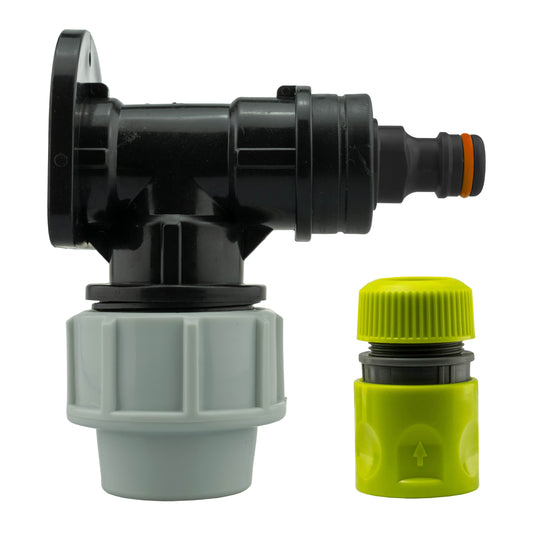 Wall Flange Kit 25mm MDPE + Male Click Lock + Hose Connector