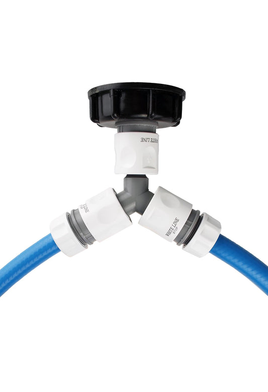 IBC 2” S60X6 Cap with ¾” BSP Threaded Hose Connector, Three Way and Hose Connectors