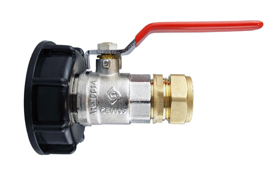 IBC 2” S60X6 Cap with Lever Valve and Brass Compression Straight ½” BSP – 15mm