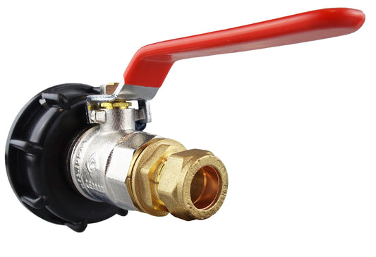 IBC 2” S60X6 Cap with BSP Female Lever Valve and Brass Compression Straight ¾” BSP – 22mm