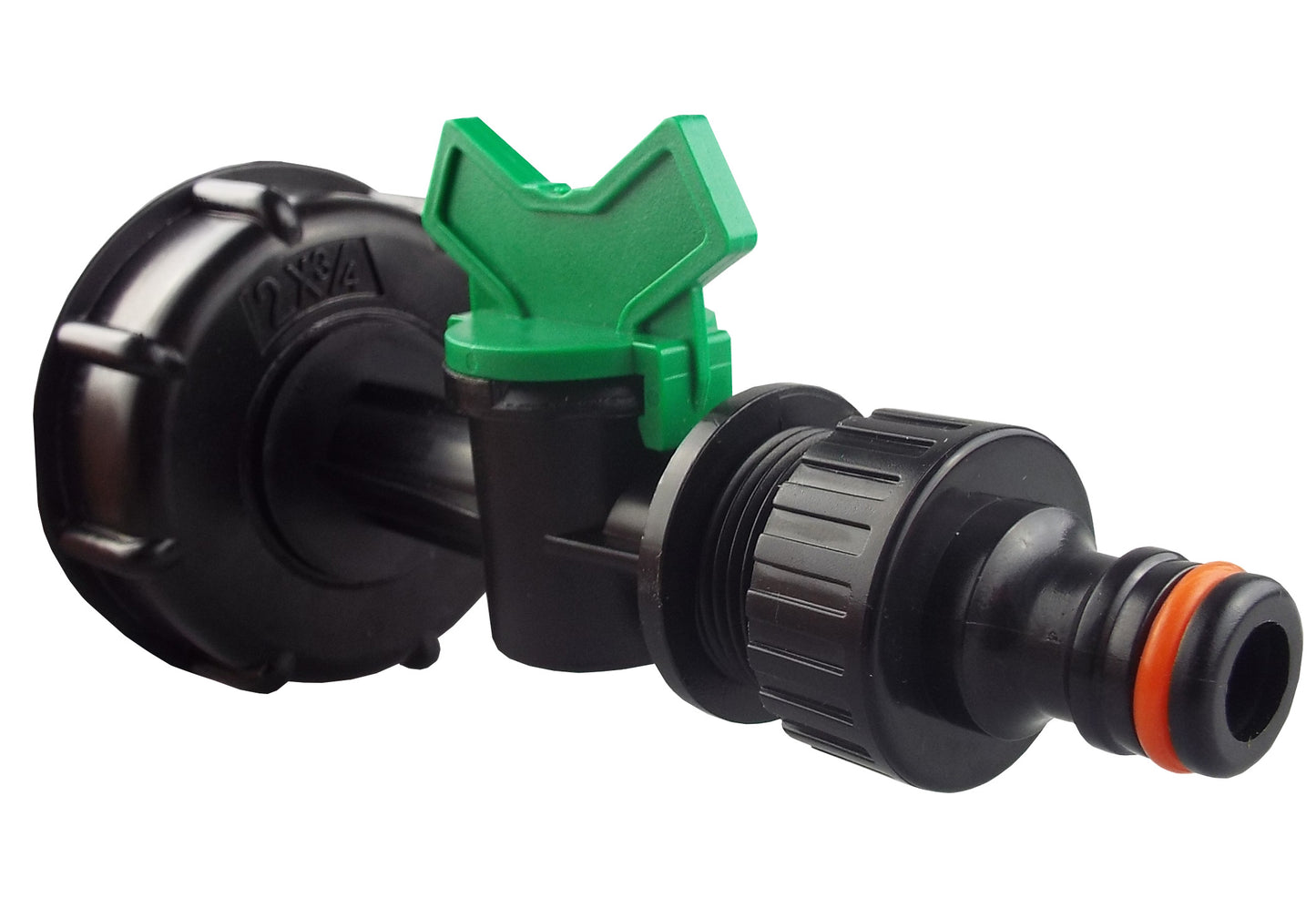 IBC 2” S60X6 Cap with In-Line Valve and Male Quick Connector