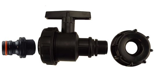 IBC 2” S60X6 Cap with Large Plastic Valve and Male Quick Connector