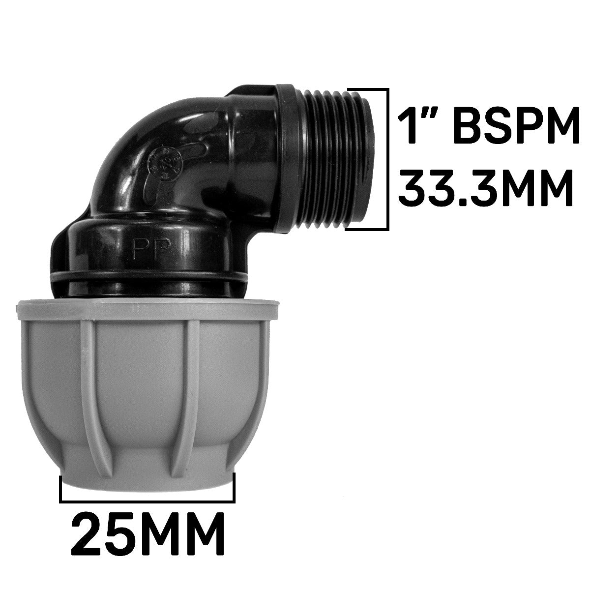 IBC 2” S60X6 Cap with 25mm MDPE Elbow