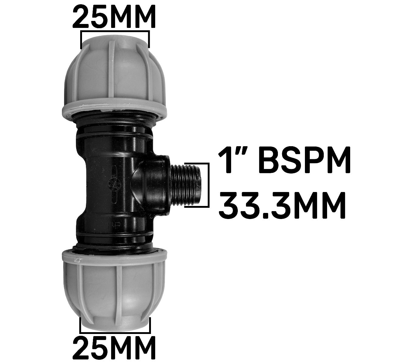 IBC 2” S60X6 Cap with Large Plastic Valve and MDPE Tee 25mm