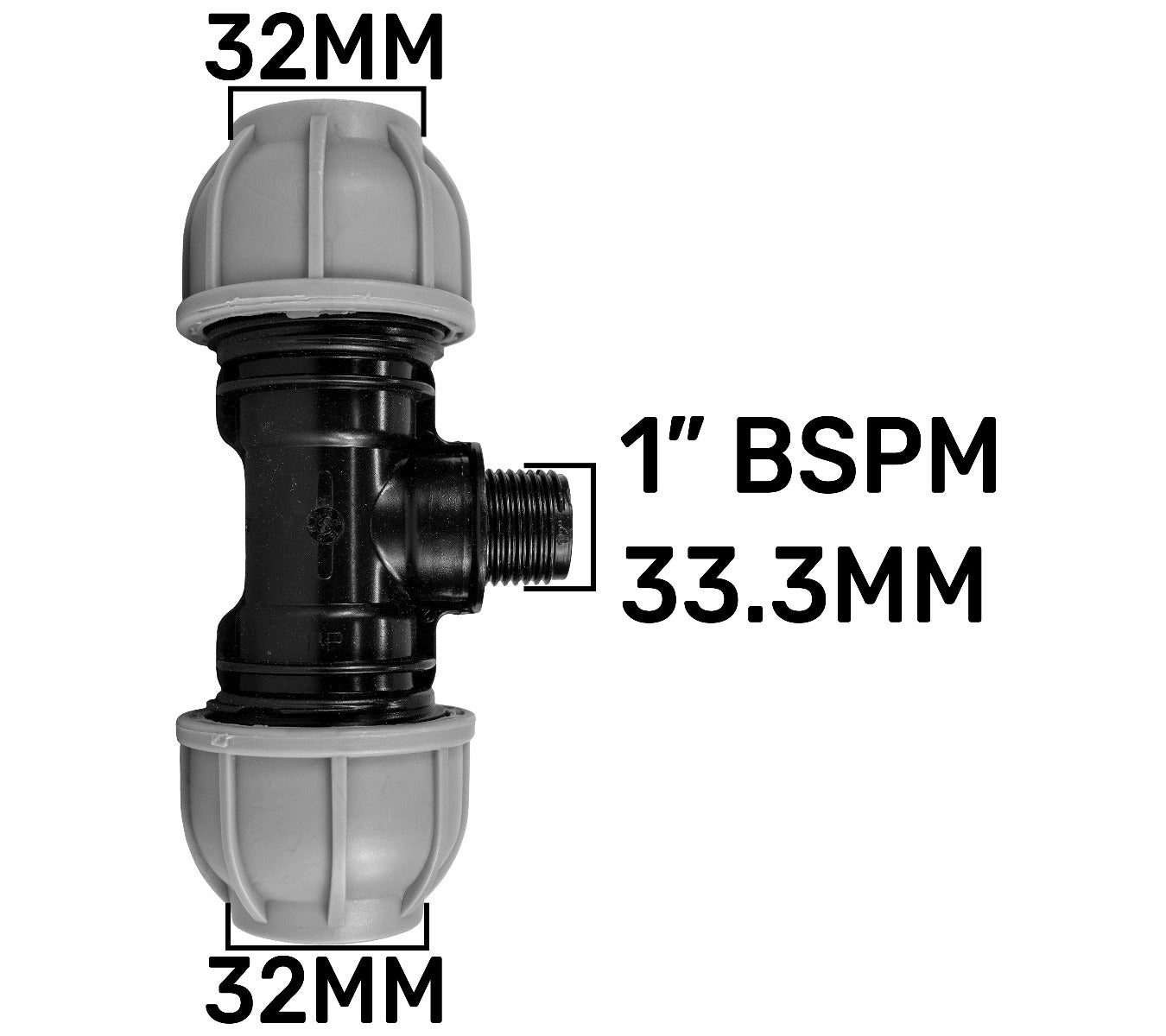 IBC 2” S60X6 Cap with Large Plastic Valve and MDPE Tee 32mm