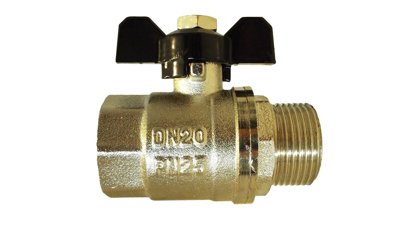 Brass Nickel-Plated Butterfly Valve 1" BSPM-F