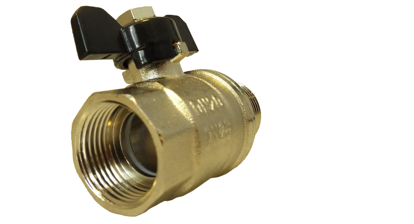 Brass Nickel-Plated Butterfly Valve 1" BSPM-F